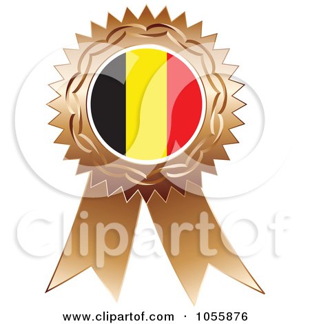 Royalty-Free Vector Clip Art Illustration of a Bronze Ribbon Belgium Flag Medal by Andrei Marincas