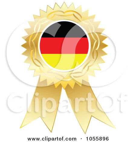 Royalty-Free Vector Clip Art Illustration of a Gold Ribbon German Flag Medal by Andrei Marincas