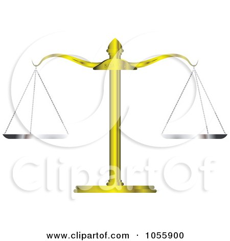 Royalty-Free Vector Clip Art Illustration of a Golden Scale With Silver Weighing Trays by michaeltravers