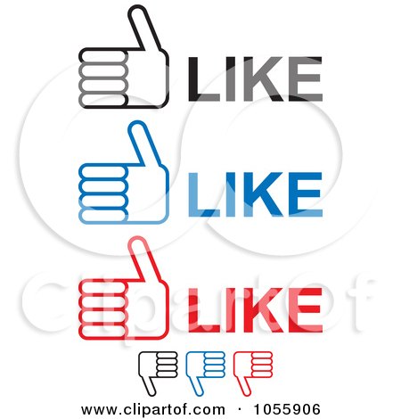 Royalty-Free Vector Clip Art Illustration of a Digital Collage Of Thumbs Up And Like by michaeltravers