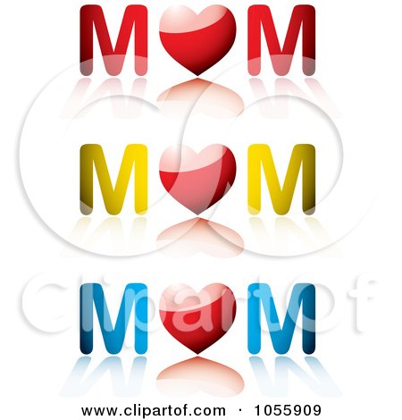 Royalty-Free Vector Clip Art Illustration of a Digital Collage Of MOM Words With Hearts And Reflections by michaeltravers