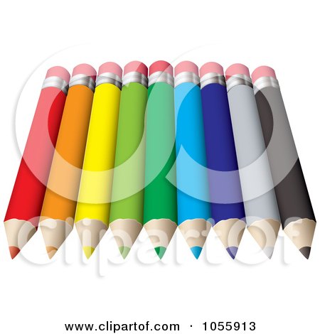 Royalty-Free Vector Clip Art Illustration of Colored Pencils With Eraser Tips by michaeltravers