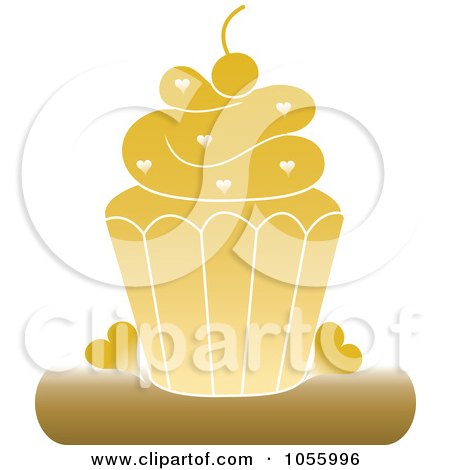 Royalty-Free Vector Clip Art Illustration of a Yellow Cupcake by Pams Clipart