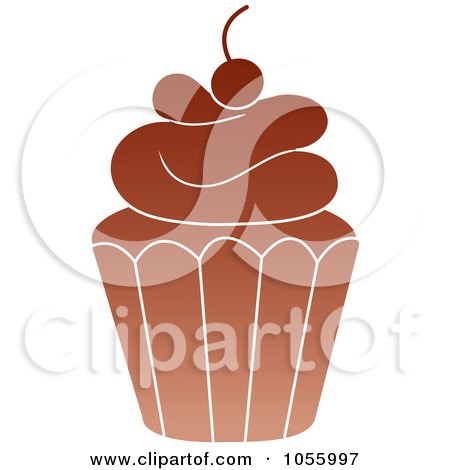 Royalty-Free Vector Clip Art Illustration of a Brown Cupcake by Pams Clipart