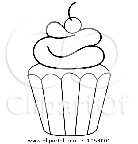 Royalty-Free Vector Clip Art Illustration of an Outlined Cupcake by Pams Clipart
