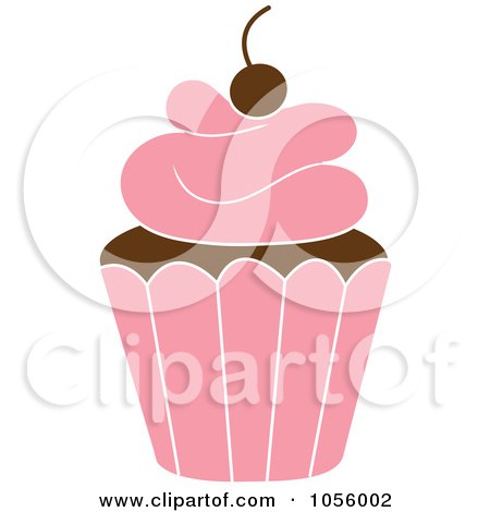 Royalty-Free Vector Clip Art Illustration of a Pink Cupcake by Pams Clipart