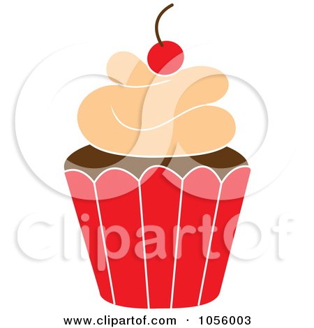 Royalty-Free Vector Clip Art Illustration of a Cherry Topped Cupcake by Pams Clipart