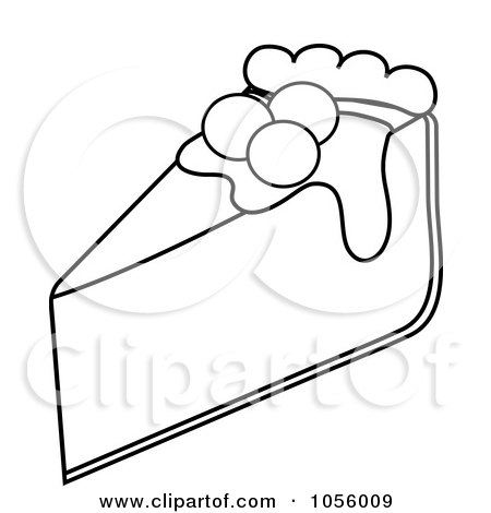 Royalty-Free Vector Clip Art Illustration of an Outline Of A Slice Of Cherry Cheesecake by Pams Clipart