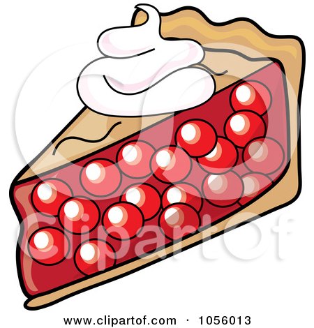 Royalty-Free Vector Clip Art Illustration of a Slice Of Cherry Pie Topped With A Dollop Of Whipped Cream by Pams Clipart