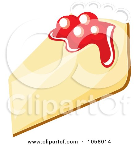 Royalty-Free Vector Clip Art Illustration of a Slice Of Cheesecake Topped With Cherries by Pams Clipart