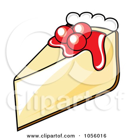 Royalty-Free Vector Clip Art Illustration of a Slice Of Cherry Topped Cheesecake by Pams Clipart