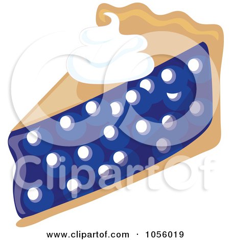 Royalty-Free Vector Clip Art Illustration of a Slice Of Blueberry Pie With A Dollop Of Whipped Cream by Pams Clipart