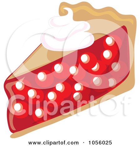 Royalty-Free Vector Clip Art Illustration of a Slice Of Cherry Pie Topped With Whipped Cream by Pams Clipart