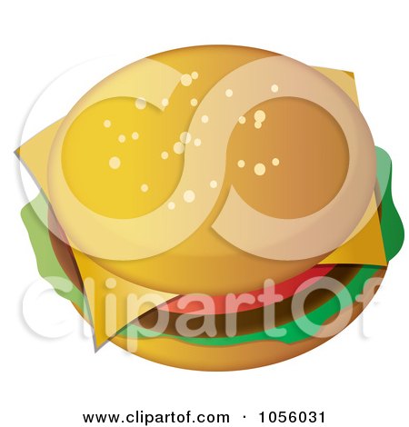 Royalty-Free Vector Clip Art Illustration of a Top View Of A Cheeseburger by Pams Clipart