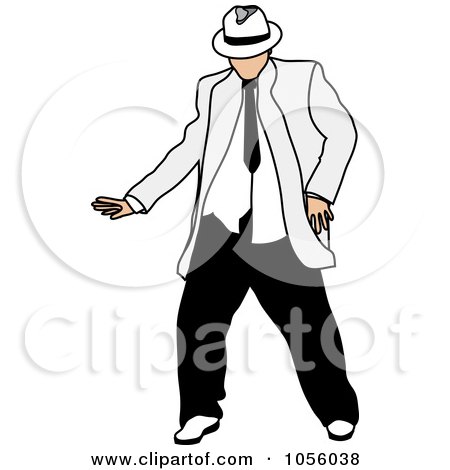 Royalty-Free Vector Clip Art Illustration of a Chubby Man Dancing - 1 by Pams Clipart