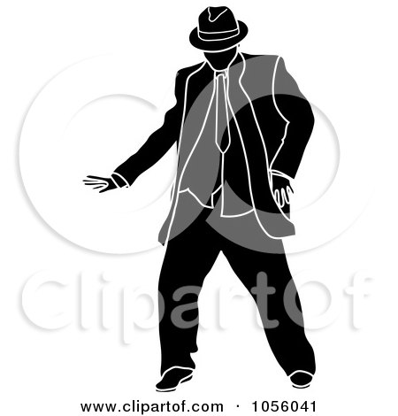 Royalty-Free Vector Clip Art Illustration of a Chubby Man Dancing - 2 by Pams Clipart