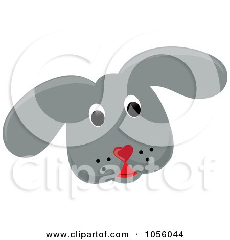 Royalty-Free Vector Clip Art Illustration of a Gray Puppy Face by Pams Clipart