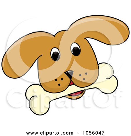 Royalty-Free Vector Clip Art Illustration of a Yellow Puppy Face With A Bone by Pams Clipart