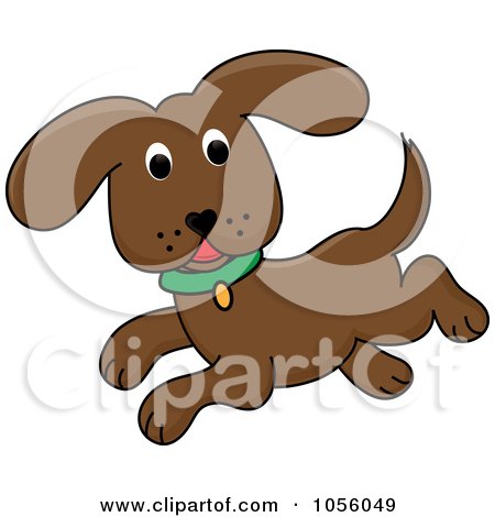 Royalty-Free Vector Clip Art Illustration of a Brown Dog Running by Pams Clipart