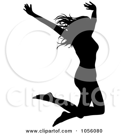 Royalty-Free Vector Clip Art Illustration of a Silhouetted Woman Jumping by Pams Clipart