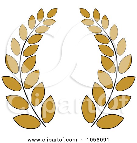 Royalty-Free Vector Clip Art Illustration of a Dark Yellow Greek Wreath Of Olive Branches by Pams Clipart