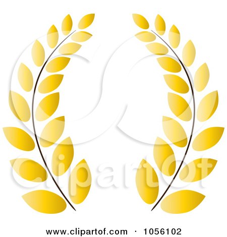 Royalty-Free Vector Clip Art Illustration of a Yellow Greek Wreath Of Olive Branches by Pams Clipart