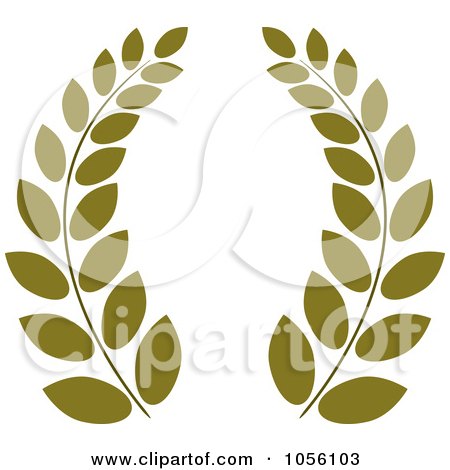 Royalty-Free Vector Clip Art Illustration of a Dark Green Greek Wreath Of Olive Branches by Pams Clipart