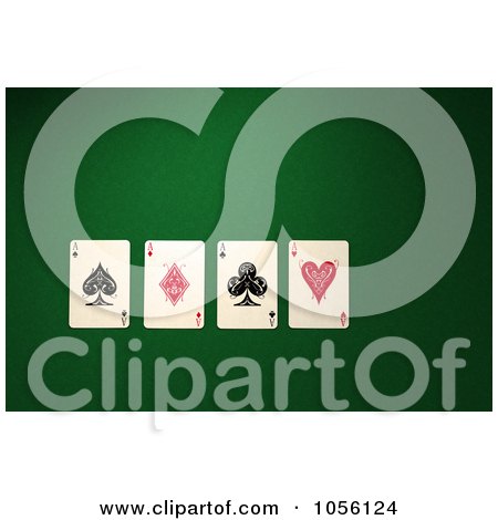 Royalty-Free CGI Clip Art Illustration of 3d Four Ace Cards On Felt by stockillustrations