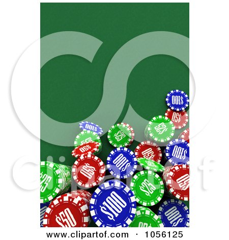 Royalty-Free CGI Clip Art Illustration of an Aerial View Down On 3d Poker Chips by stockillustrations