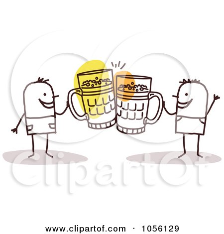 Royalty-Free Vector Clip Art Illustration of Stick Men Cheering With Beer by NL shop