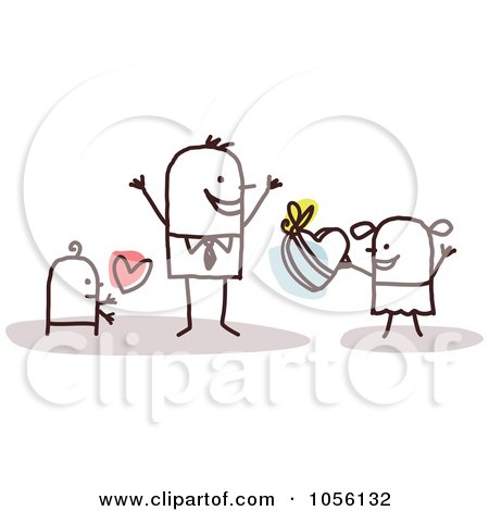 Royalty-Free Vector Clip Art Illustration of Stick Children Giving A Box Of Candies To Their Dad On Father's Day by NL shop