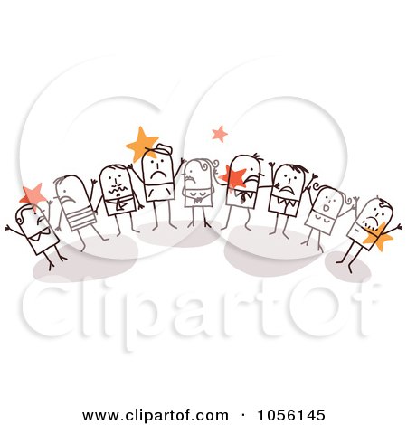 Royalty-Free Vector Clip Art Illustration of a Group Of Angry Stick People by NL shop