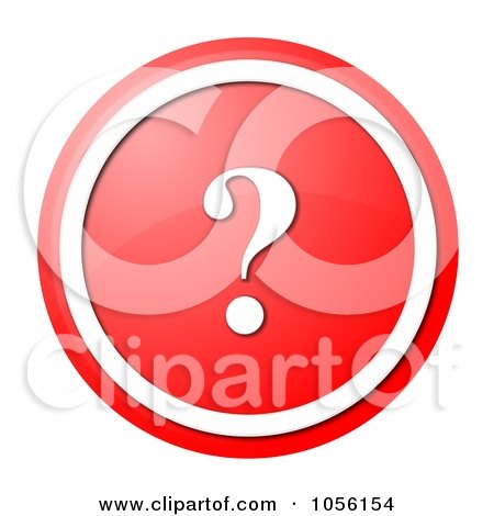 Royalty-Free (RF) Clip Art Illustration of a Round Red And White Question Mark Icon Button by oboy