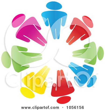 Royalty-Free Vector Clip Art Illustration of a Circle Of Colorful Diverse People by Andrei Marincas