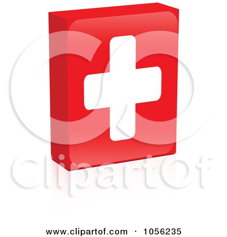 Royalty-Free Vector Clip Art Illustration of a Red Medical Cross Box With A Reflection by Andrei Marincas