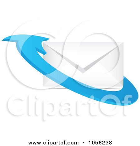 Royalty-Free Vector Clip Art Illustration of a 3d Blue Arrow Around An Envelope by Andrei Marincas