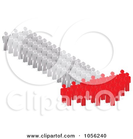 Royalty-Free Vector Clip Art Illustration of a Red And White Arrow Formed By 3d People by Andrei Marincas