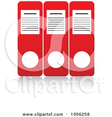 Royalty-Free Vector Clip Art Illustration of Three Red Binders With Reflections by Andrei Marincas