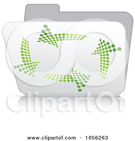 Royalty-Free Vector Clip Art Illustration of a White 3d Recycle Folder With Green Arrows by Andrei Marincas