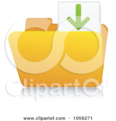 Royalty-Free Vector Clip Art Illustration of a Yellow 3d Download Folder And Reflection by Andrei Marincas