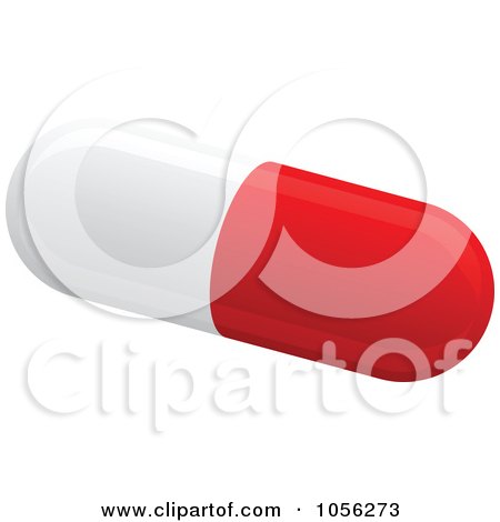 Royalty-Free Vector Clip Art Illustration of a 3d Red And White Pill Capsule by Andrei Marincas