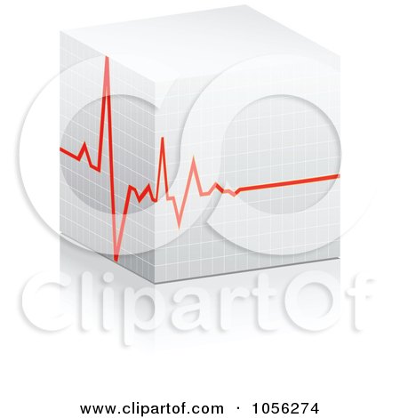 Royalty-Free Vector Clip Art Illustration of a 3d Heart Beat Cube by Andrei Marincas