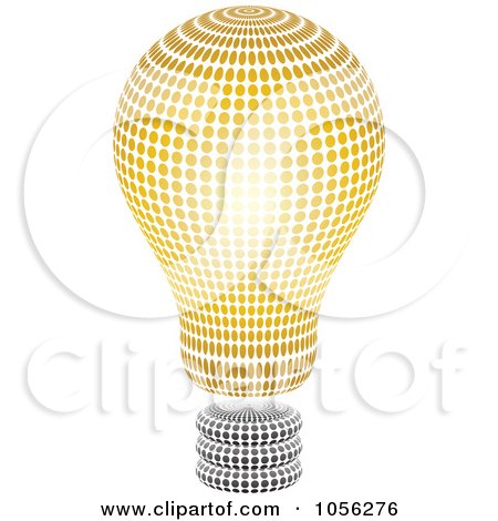 Royalty-Free Vector Clip Art Illustration of a Black And Gold Halftone Light Bulb by Andrei Marincas