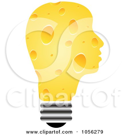Royalty-Free Vector Clip Art Illustration of a 3d Cheese Head Light Bulb by Andrei Marincas