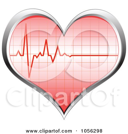 Royalty-Free Vector Clip Art Illustration of a Heart Beat On A 3d Heart by Andrei Marincas