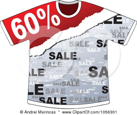 Royalty-Free Vector Clip Art Illustration of a Sixty Percent Discount On A T Shirt by Andrei Marincas