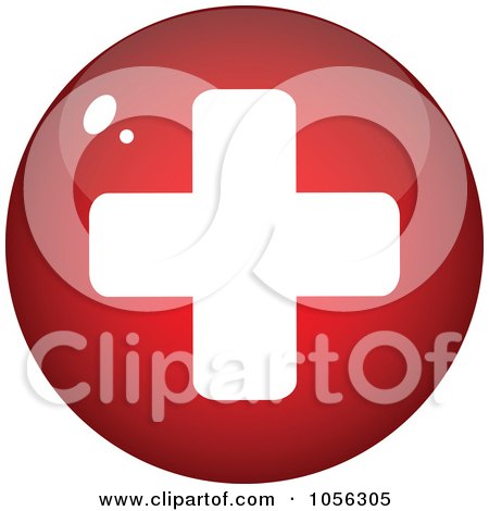 Royalty-Free Vector Clip Art Illustration of a Shiny Red And White Medical Cross Circle by Andrei Marincas