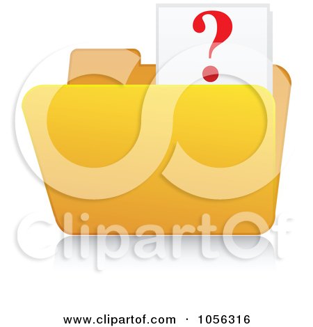 Royalty-Free Vector Clip Art Illustration of a Yellow 3d Question Folder And Reflection by Andrei Marincas