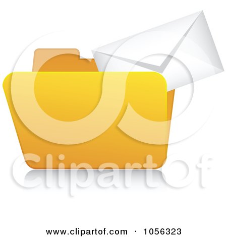 Royalty-Free Vector Clip Art Illustration of a Yellow 3d Email Folder And Reflection - 1 by Andrei Marincas
