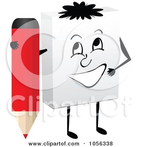 Royalty-Free Vector Clip Art Illustration of a 3d White Box Character Holding A Red Pencil by Andrei Marincas